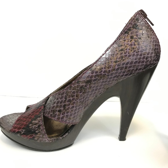Steven by Steve Madden Snake Skin Peep Toe Heels - Picture 3 of 8